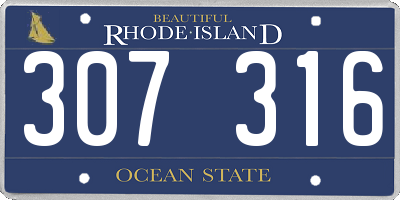 RI license plate 307316