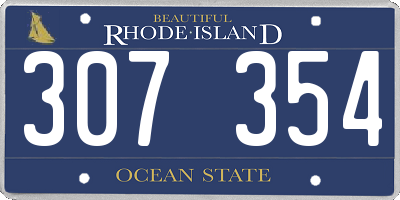RI license plate 307354