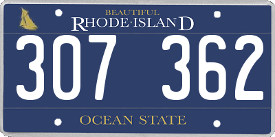 RI license plate 307362