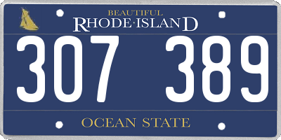RI license plate 307389