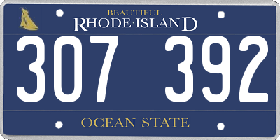 RI license plate 307392