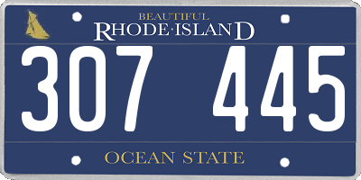 RI license plate 307445