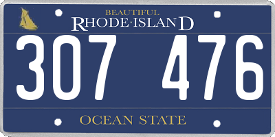 RI license plate 307476
