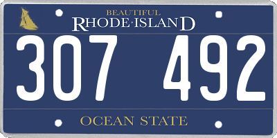 RI license plate 307492