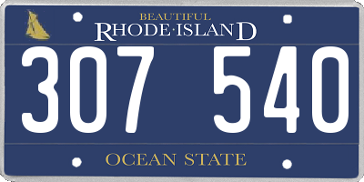 RI license plate 307540