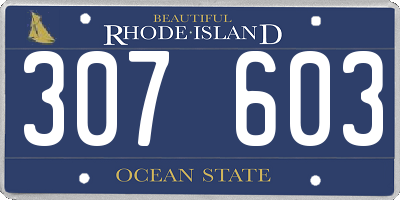 RI license plate 307603