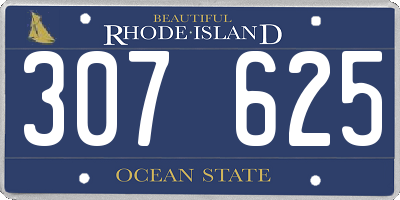 RI license plate 307625