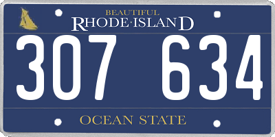 RI license plate 307634