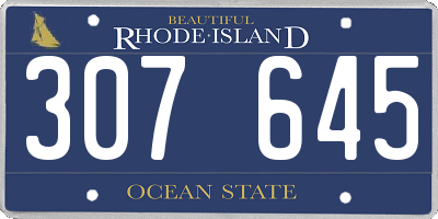 RI license plate 307645
