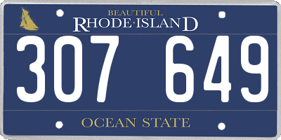 RI license plate 307649