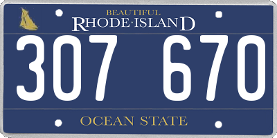 RI license plate 307670