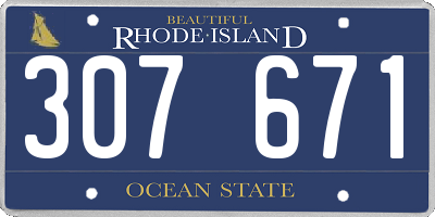 RI license plate 307671