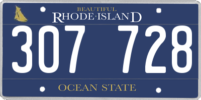 RI license plate 307728