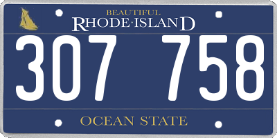 RI license plate 307758