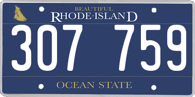 RI license plate 307759