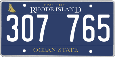 RI license plate 307765