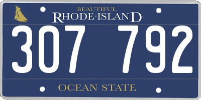 RI license plate 307792