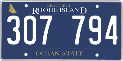 RI license plate 307794