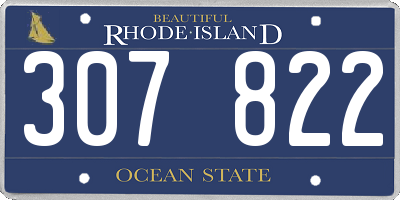 RI license plate 307822