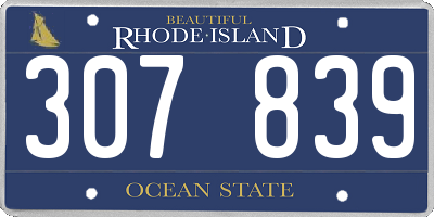 RI license plate 307839