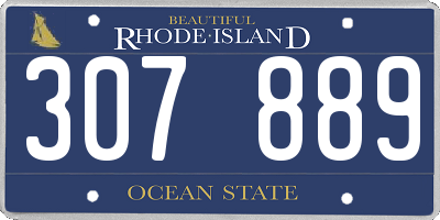 RI license plate 307889