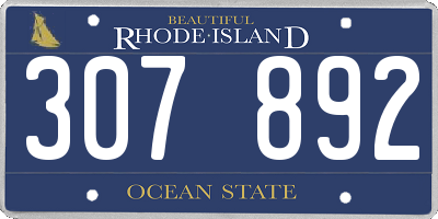 RI license plate 307892