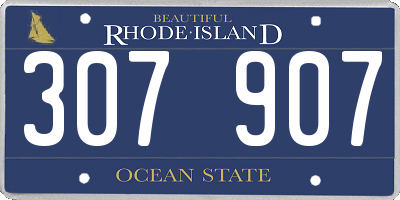 RI license plate 307907