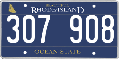 RI license plate 307908