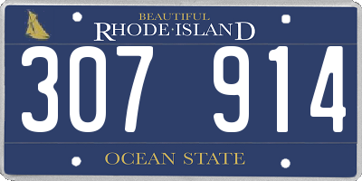 RI license plate 307914