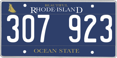 RI license plate 307923