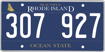 RI license plate 307927