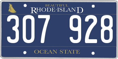 RI license plate 307928