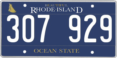 RI license plate 307929