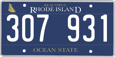 RI license plate 307931