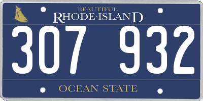 RI license plate 307932