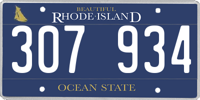 RI license plate 307934