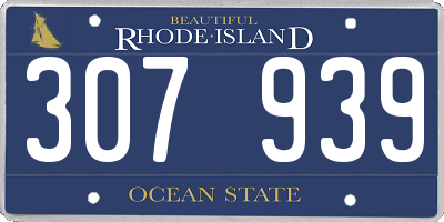 RI license plate 307939