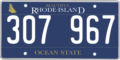 RI license plate 307967