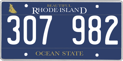 RI license plate 307982