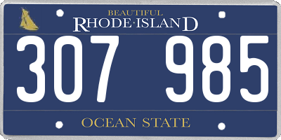RI license plate 307985