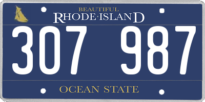 RI license plate 307987