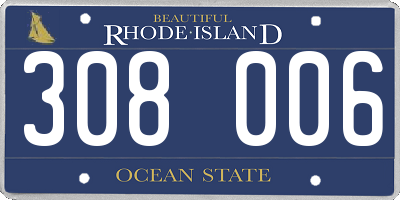 RI license plate 308006