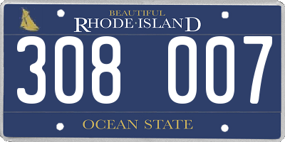RI license plate 308007