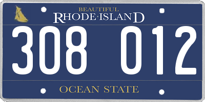 RI license plate 308012