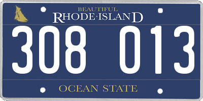 RI license plate 308013