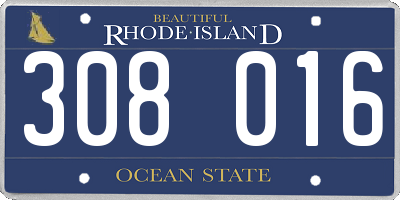 RI license plate 308016