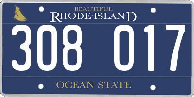 RI license plate 308017