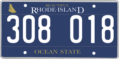 RI license plate 308018