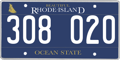 RI license plate 308020