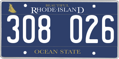 RI license plate 308026